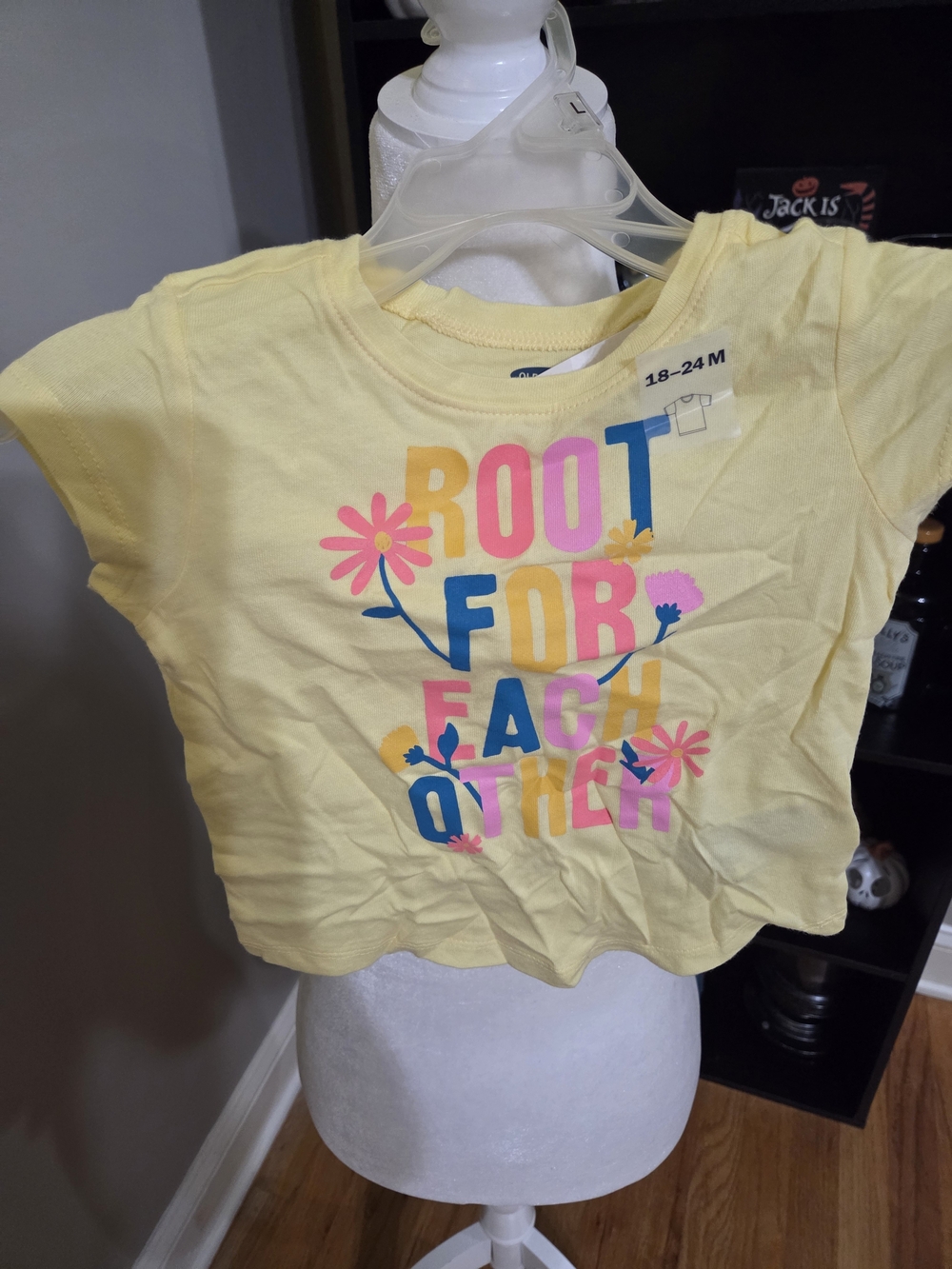 Old Navy Yellow 'Root For Each Other' Floral Graphic Tee - Girls